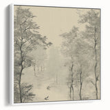 Monochrome Vintage Landscape Art – Classic Forest Scene Print