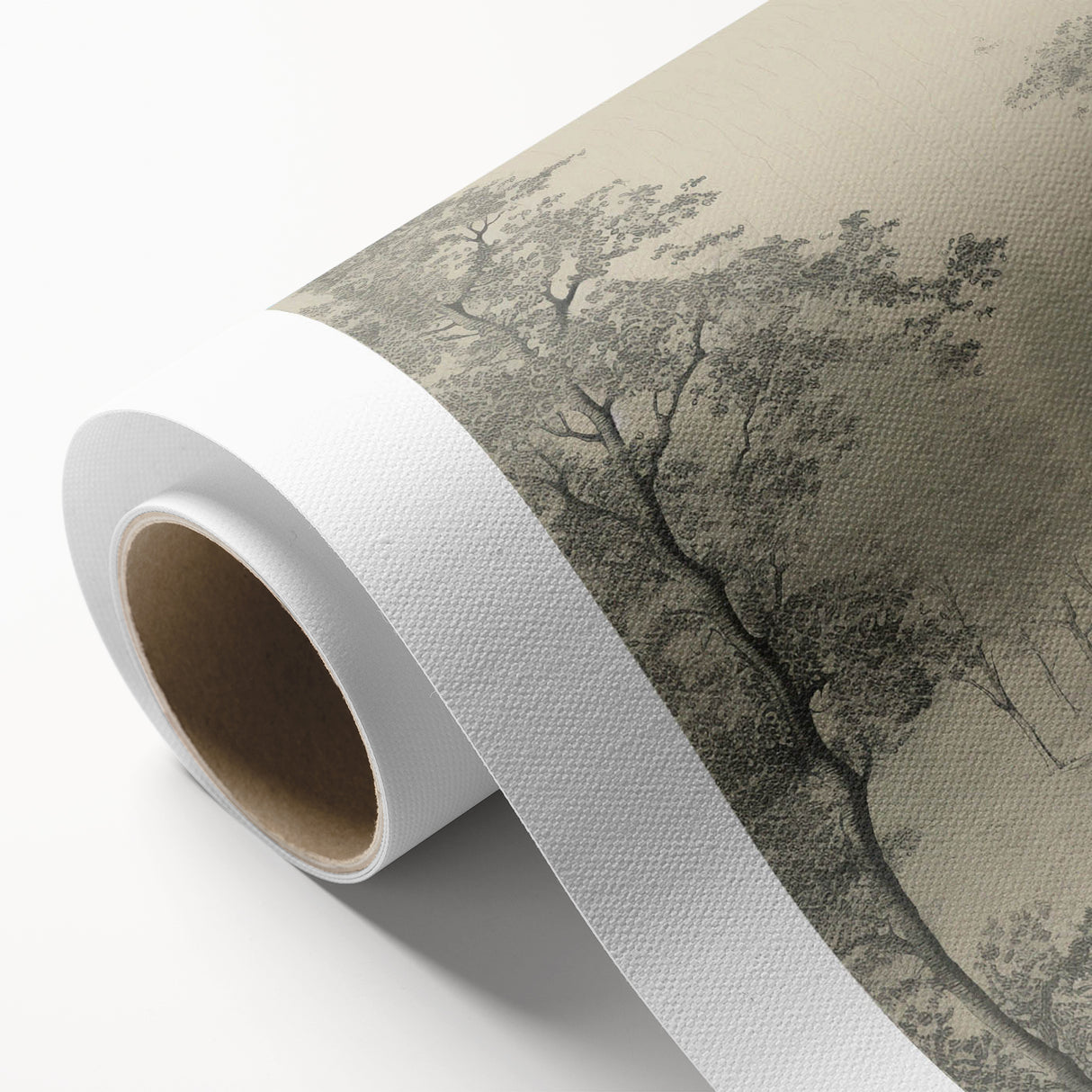 Monochrome Vintage Landscape Art – Classic Forest Scene Print