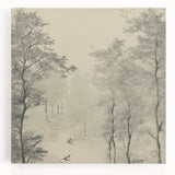 Monochrome Vintage Landscape Art – Classic Forest Scene Print