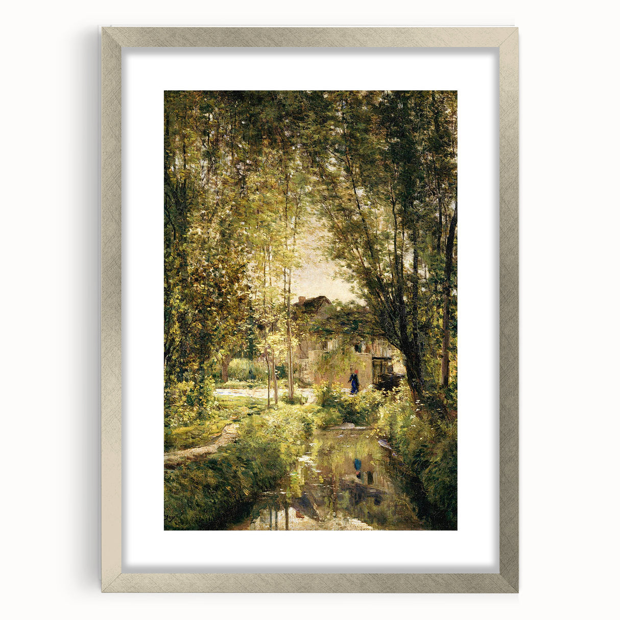 Vintage Forest Cottage Art – Classic Woodland Reflection Print