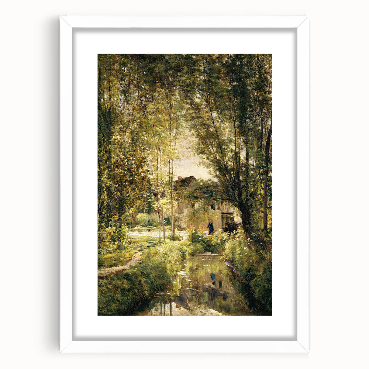 Vintage Forest Cottage Art – Classic Woodland Reflection Print