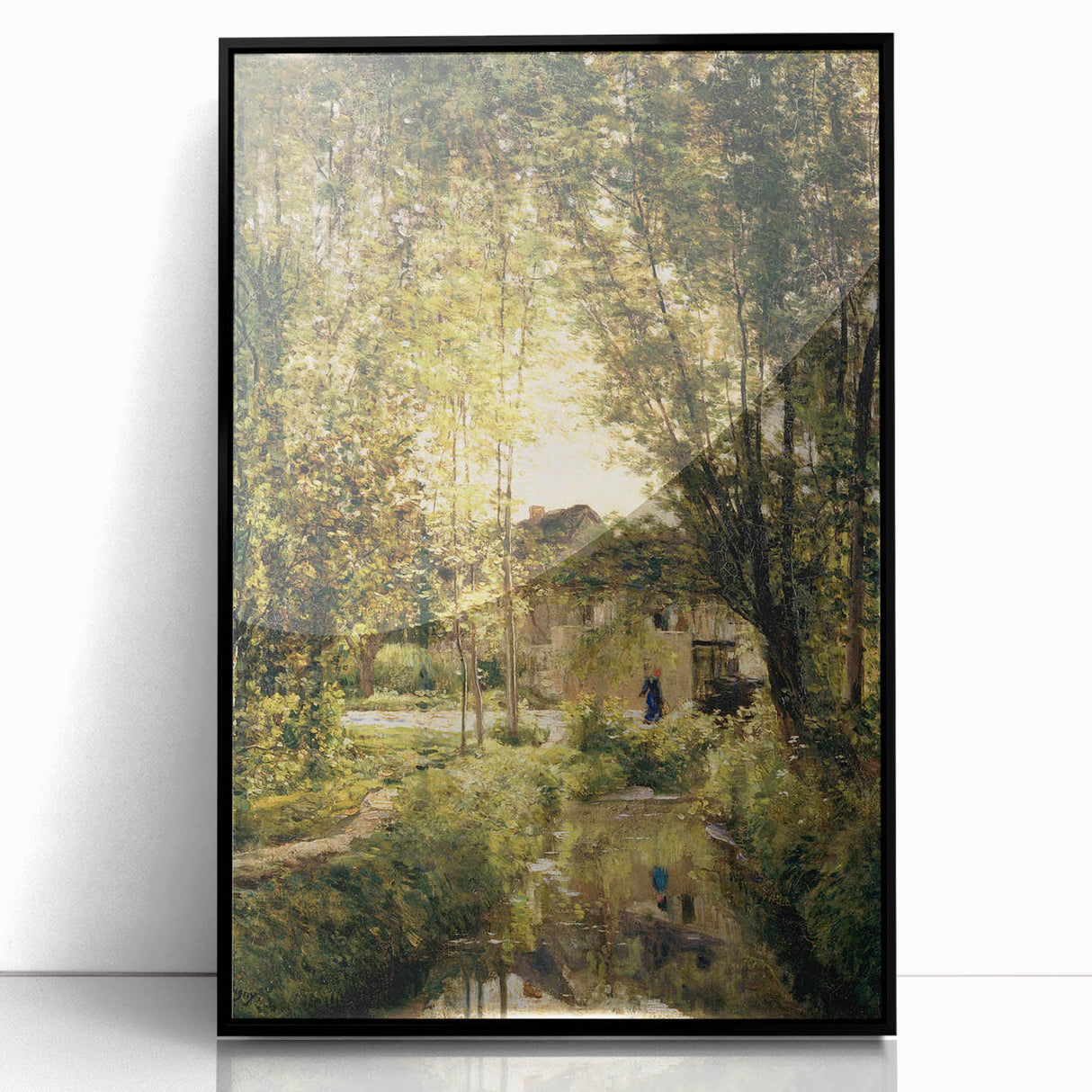 Vintage Forest Cottage Art – Classic Woodland Reflection Print
