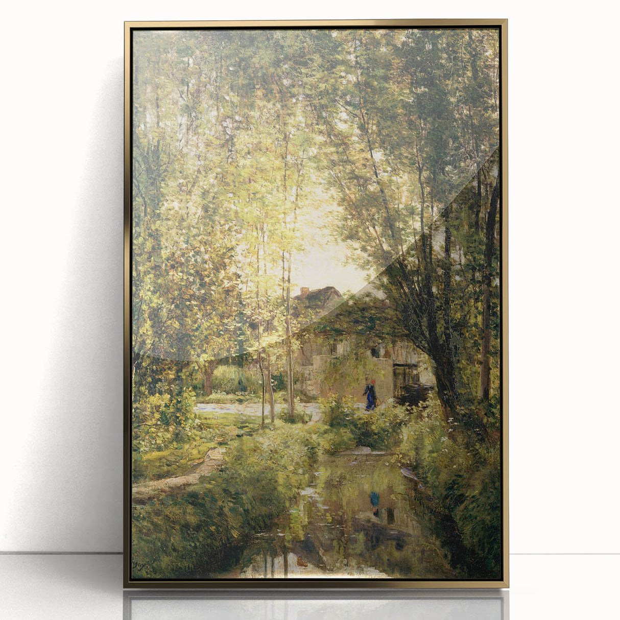 Vintage Forest Cottage Art – Classic Woodland Reflection Print