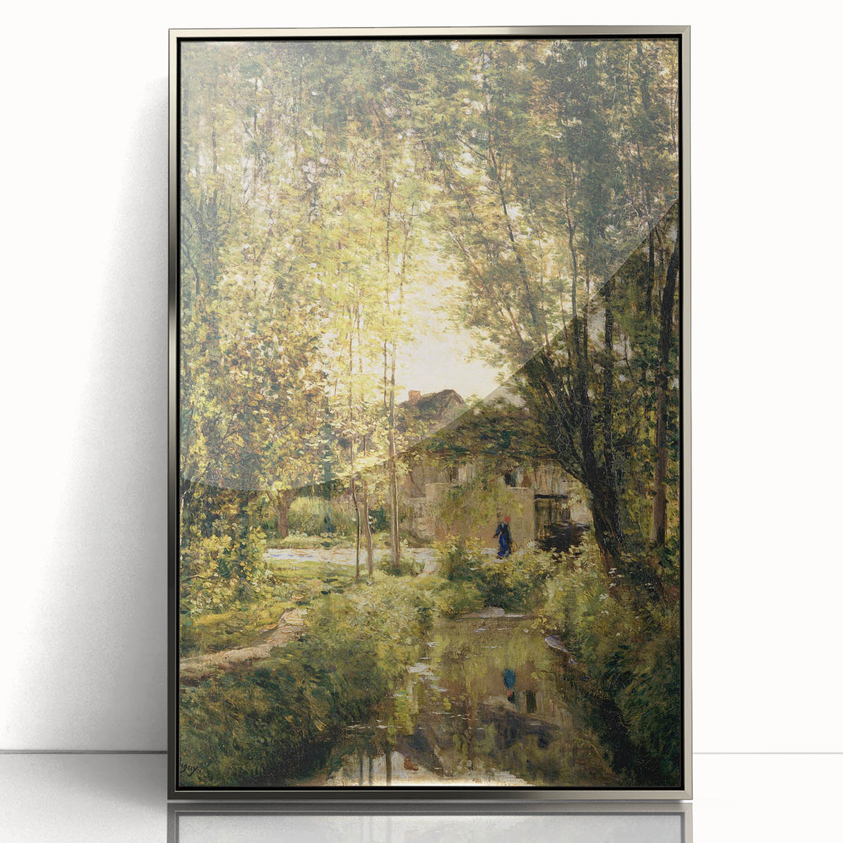 Vintage Forest Cottage Art – Classic Woodland Reflection Print