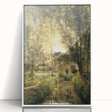 Vintage Forest Cottage Art – Classic Woodland Reflection Print