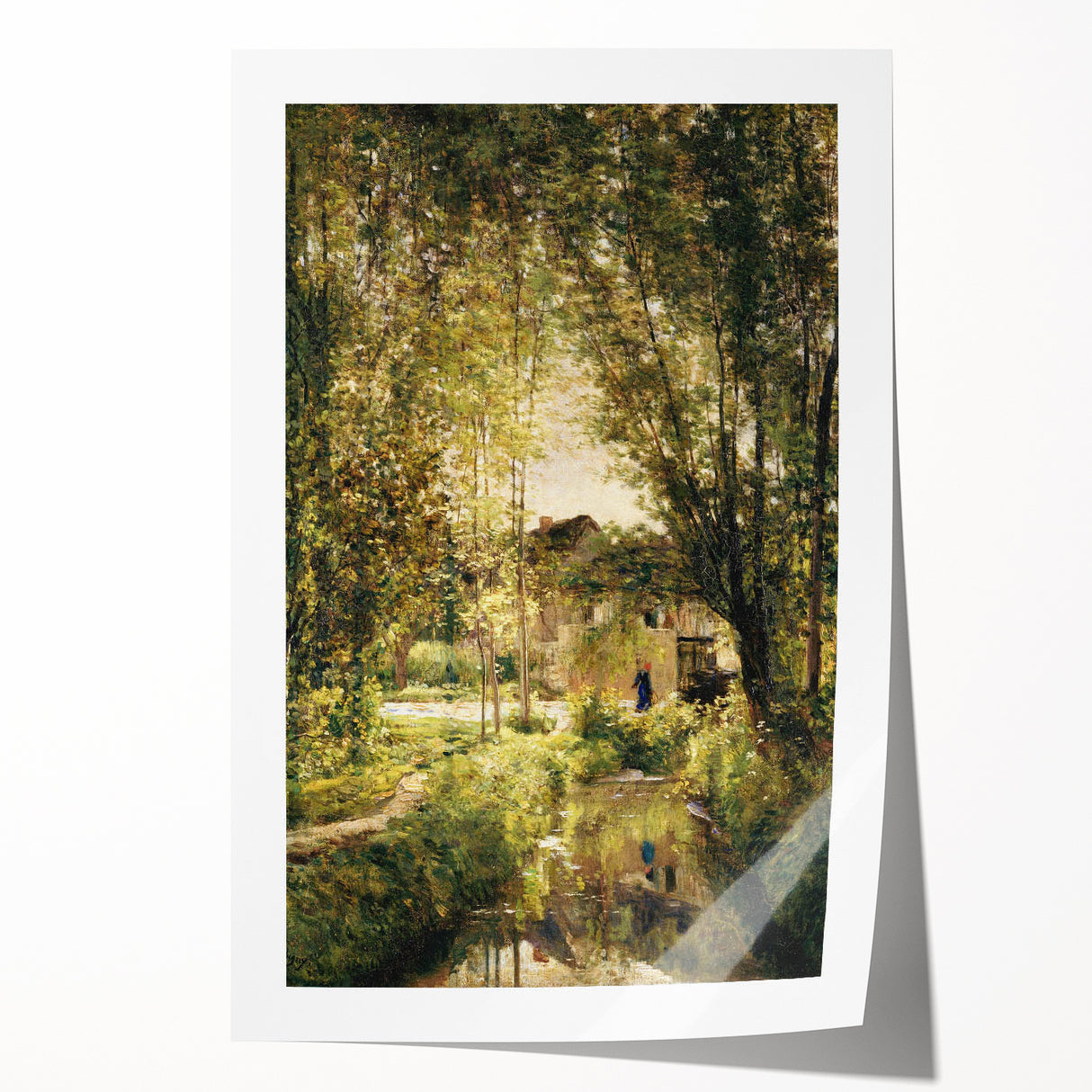 Vintage Forest Cottage Art – Classic Woodland Reflection Print