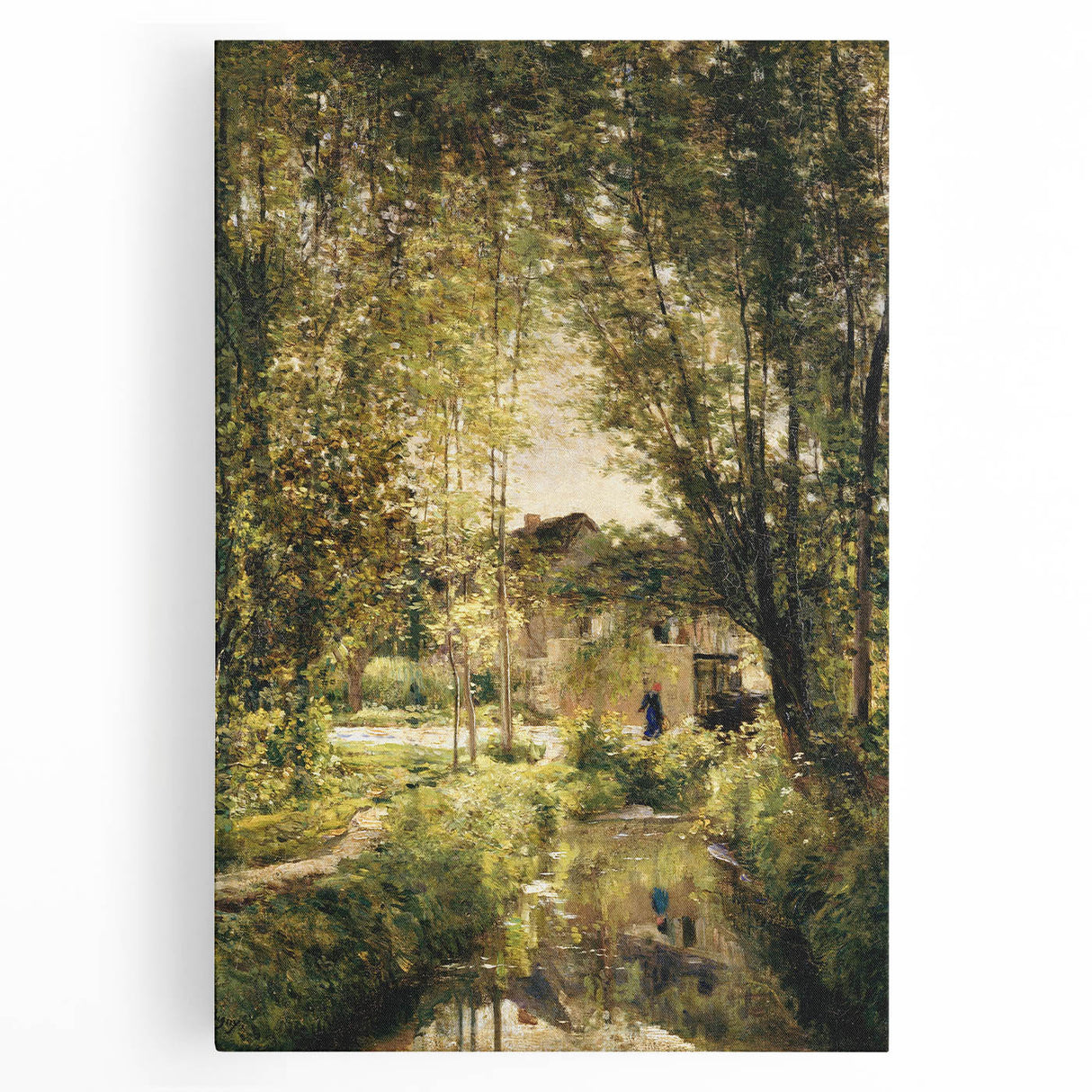 Vintage Forest Cottage Art – Classic Woodland Reflection Print