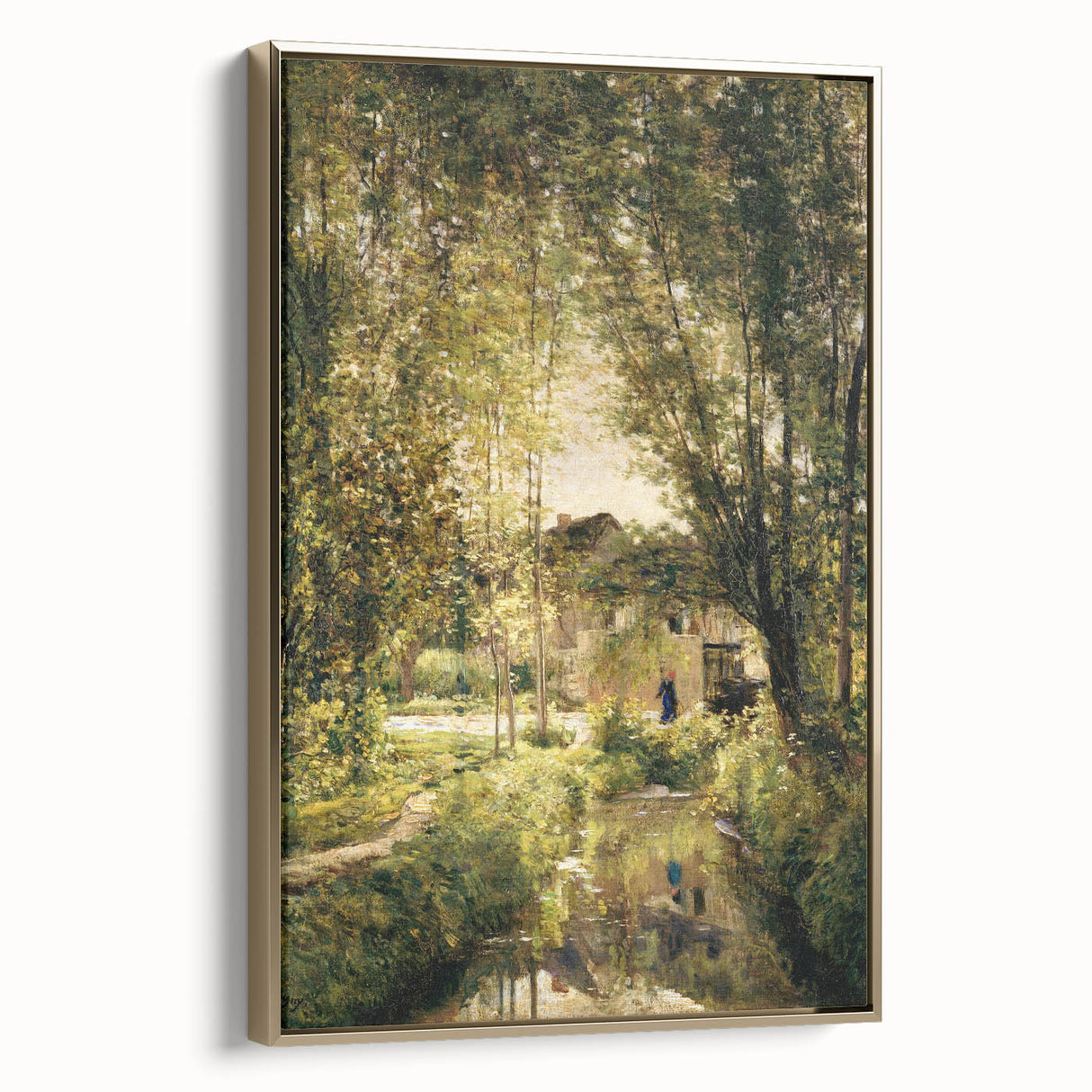 Vintage Forest Cottage Art – Classic Woodland Reflection Print