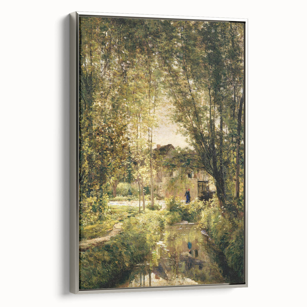 Vintage Forest Cottage Art – Classic Woodland Reflection Print