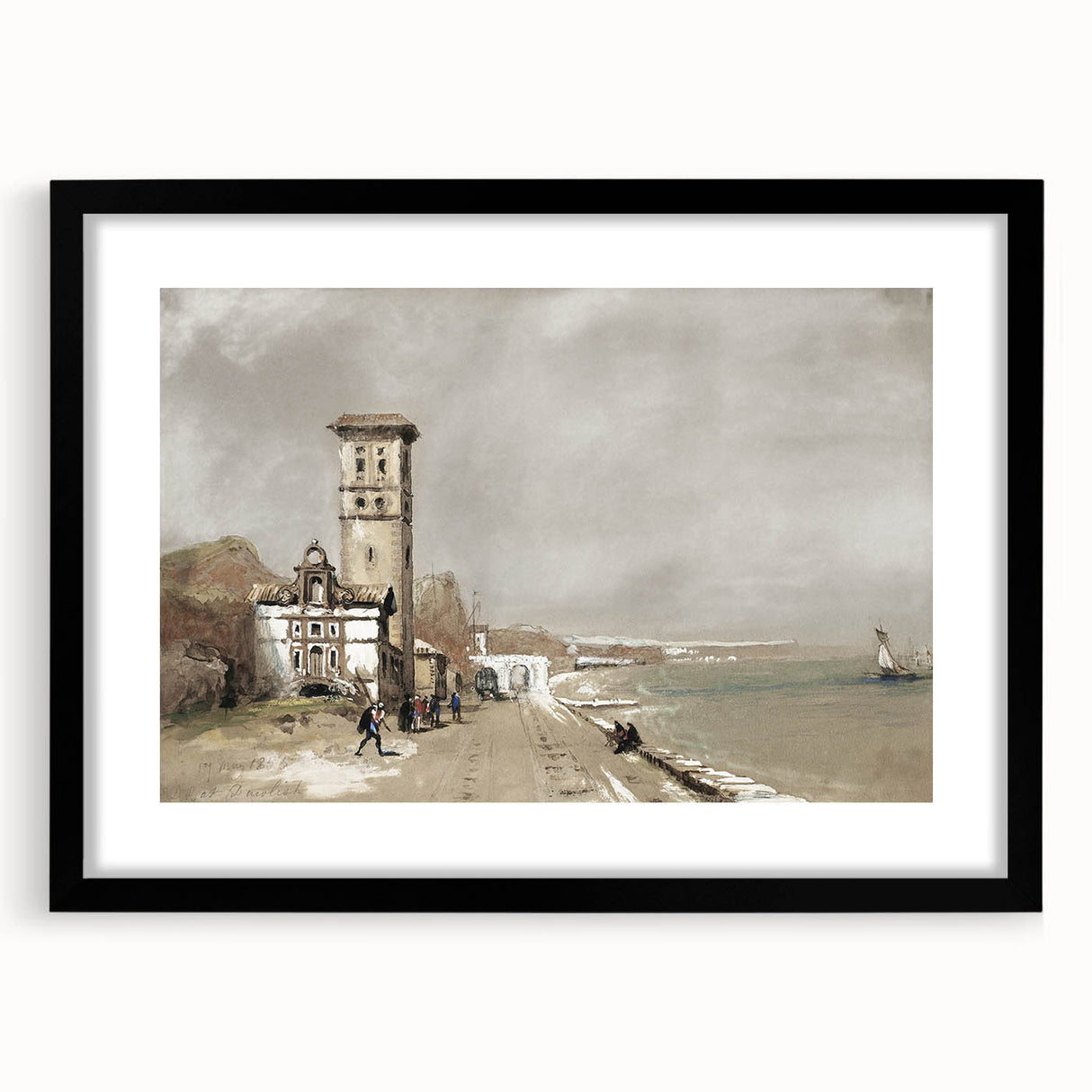 Vintage Landscape Art: Historic Seaside Scenery Print