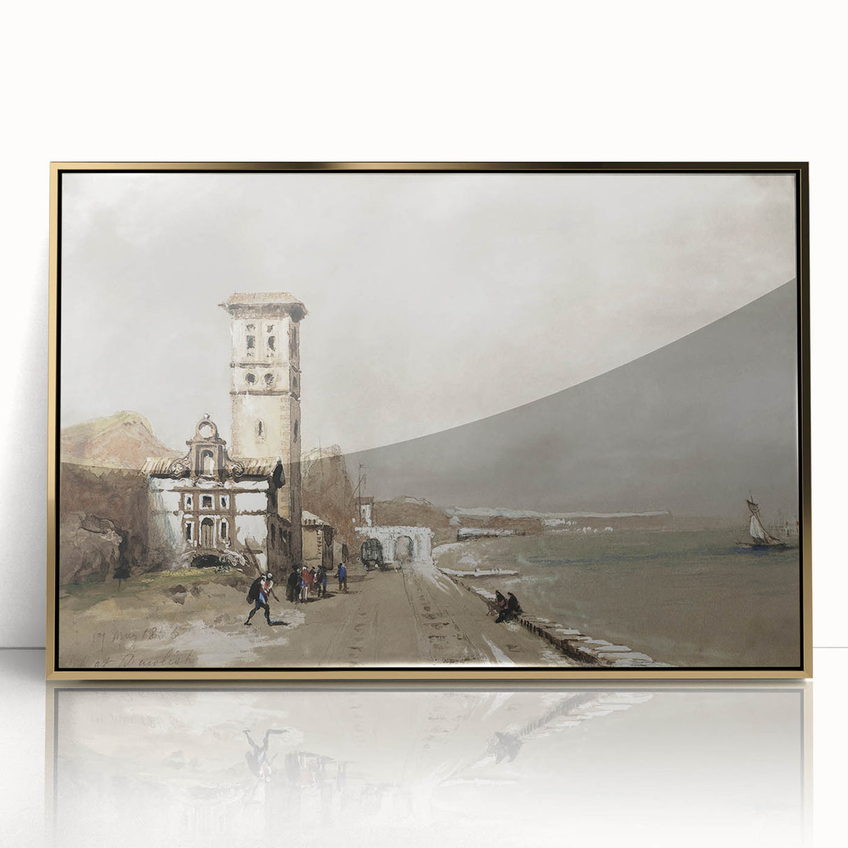 Vintage Landscape Art: Historic Seaside Scenery Print