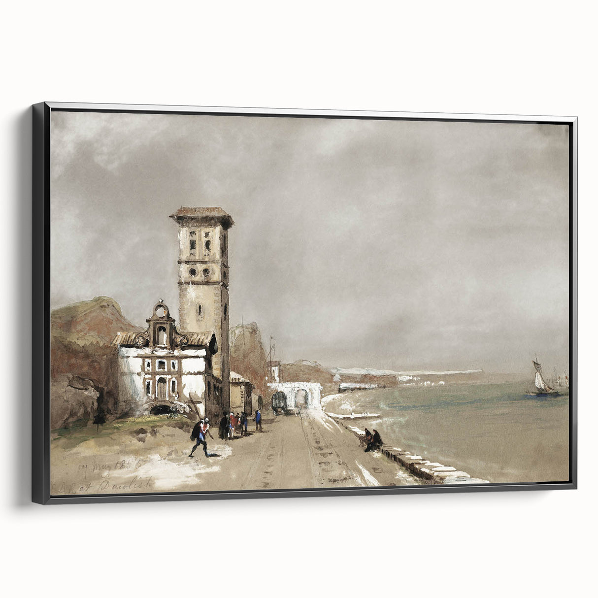 Vintage Landscape Art: Historic Seaside Scenery Print