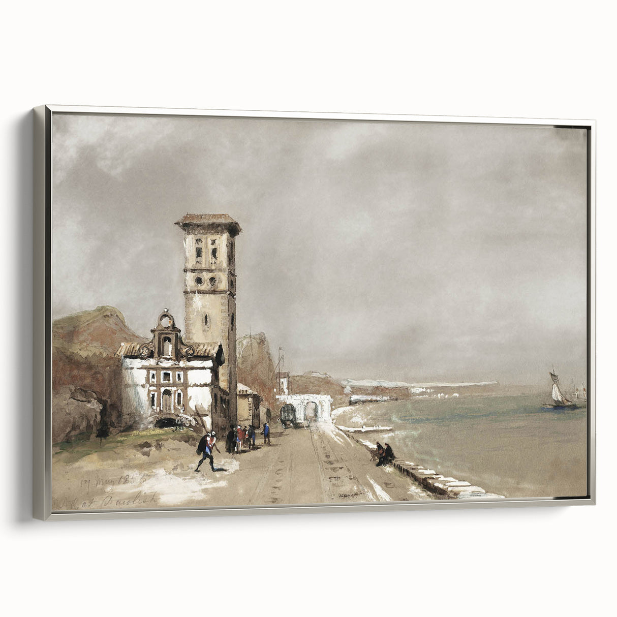 Vintage Landscape Art: Historic Seaside Scenery Print