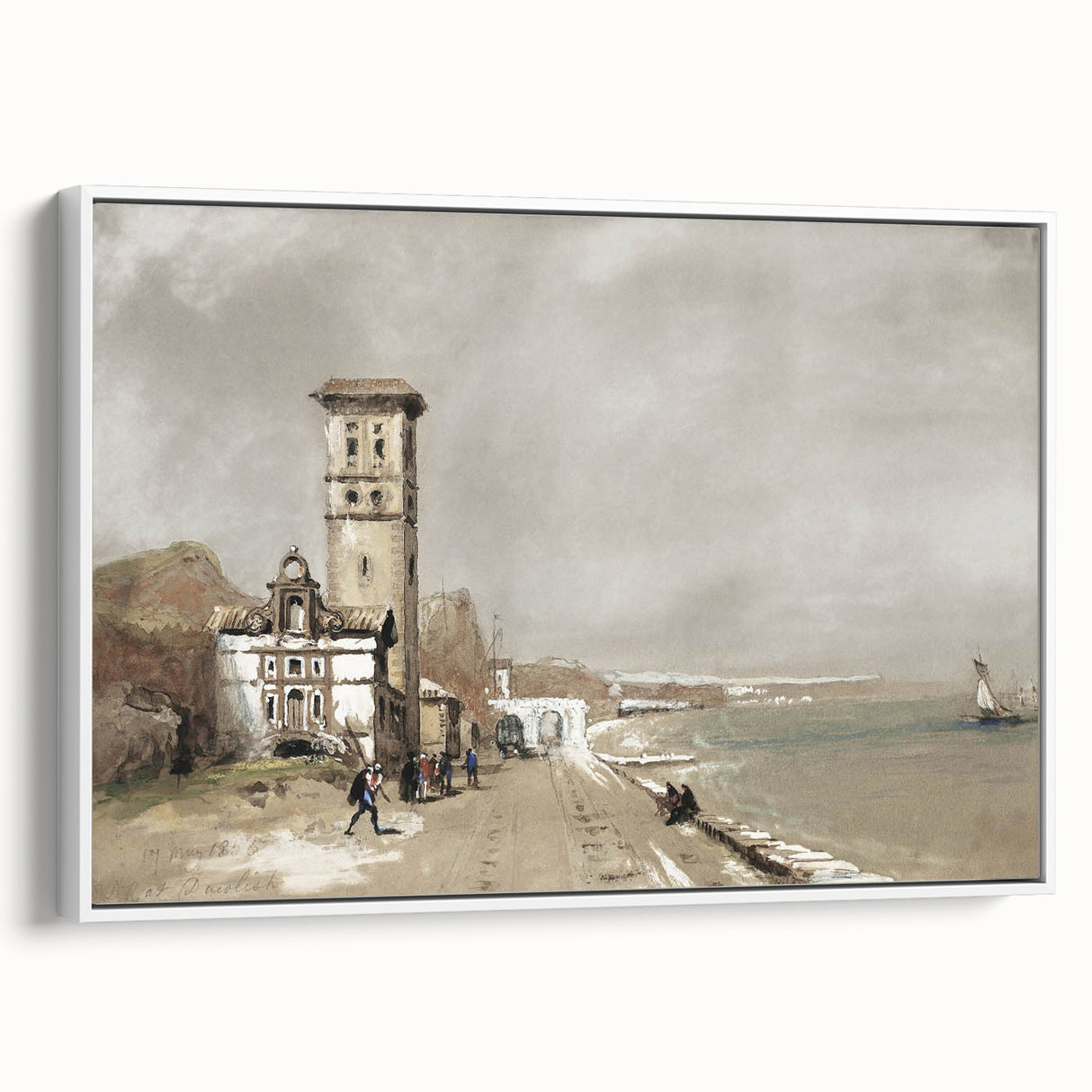 Vintage Landscape Art: Historic Seaside Scenery Print