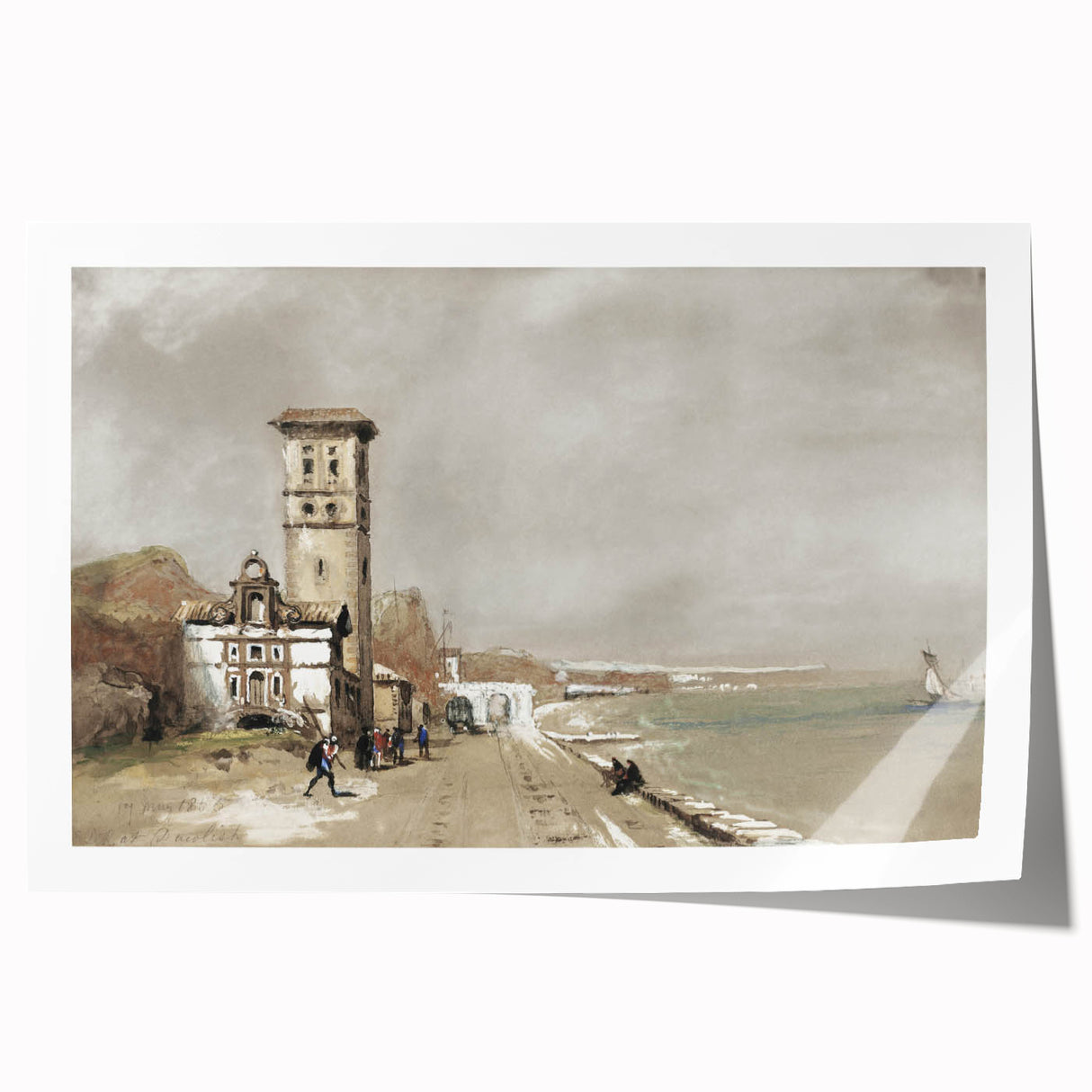 Vintage Landscape Art: Historic Seaside Scenery Print