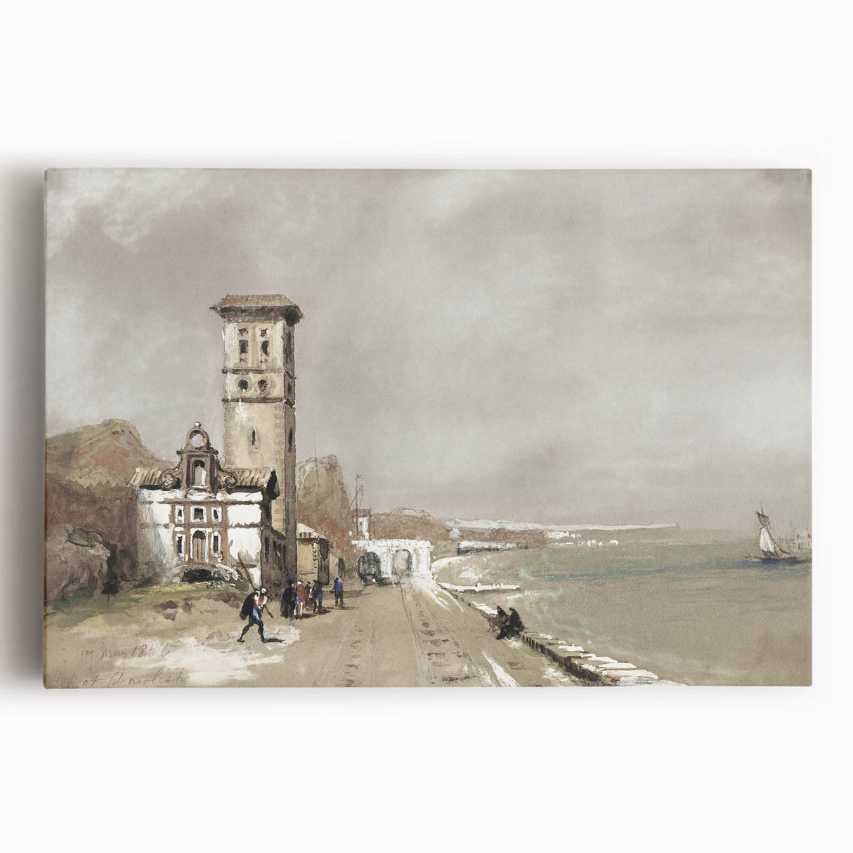 Vintage Landscape Art: Historic Seaside Scenery Print