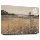 Vintage Landscape Art – Tranquil Meadow with Wildflowers – Antique Nature Wall Art