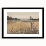 Vintage Landscape Art – Tranquil Meadow with Wildflowers – Antique Nature Wall Art