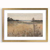 Vintage Landscape Art – Tranquil Meadow with Wildflowers – Antique Nature Wall Art