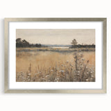 Vintage Landscape Art – Tranquil Meadow with Wildflowers – Antique Nature Wall Art