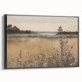 Vintage Landscape Art – Tranquil Meadow with Wildflowers – Antique Nature Wall Art