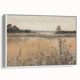 Vintage Landscape Art – Tranquil Meadow with Wildflowers – Antique Nature Wall Art