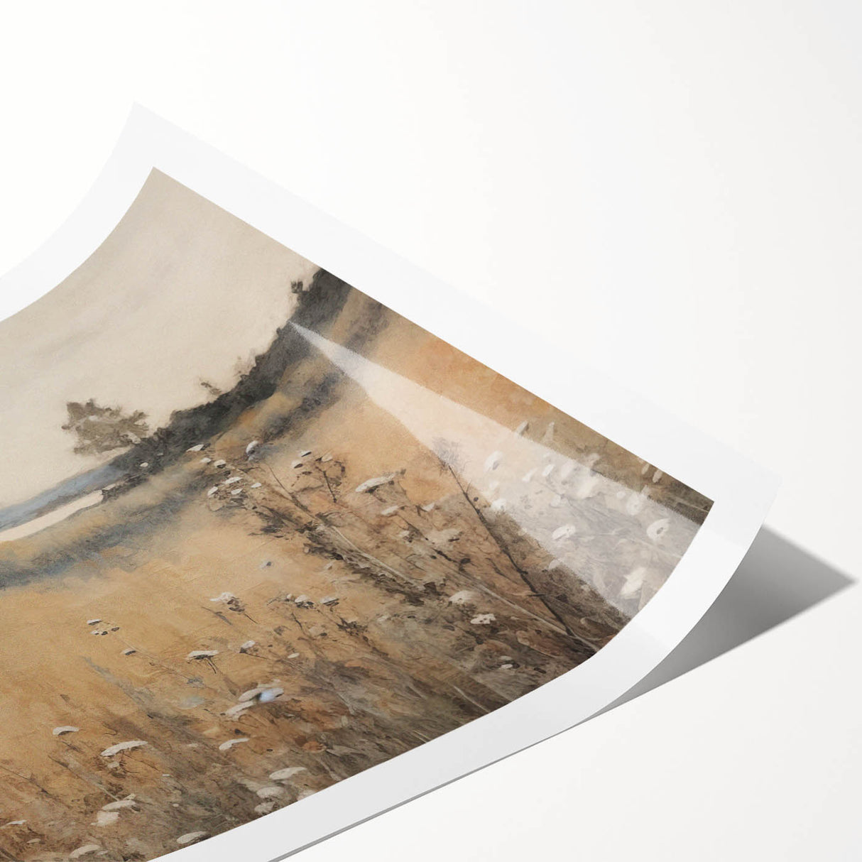 Vintage Landscape Art – Tranquil Meadow with Wildflowers – Antique Nature Wall Art