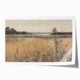 Vintage Landscape Art – Tranquil Meadow with Wildflowers – Antique Nature Wall Art