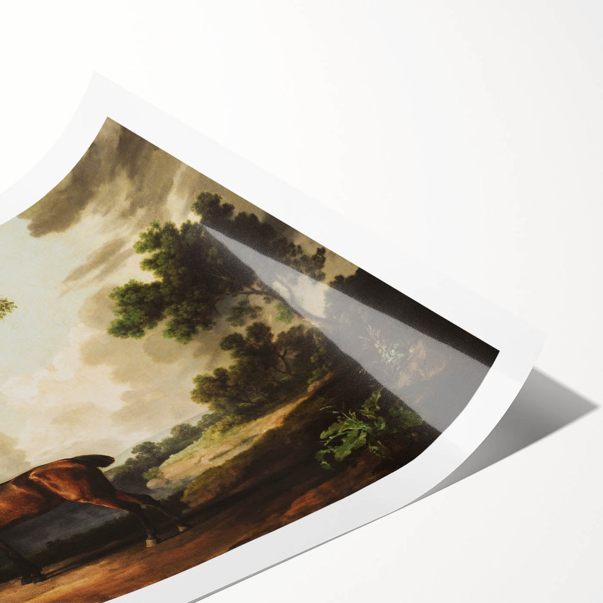 Vintage Landscape Art: Historic Horse and Countryside Print