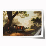Vintage Landscape Art: Historic Horse and Countryside Print