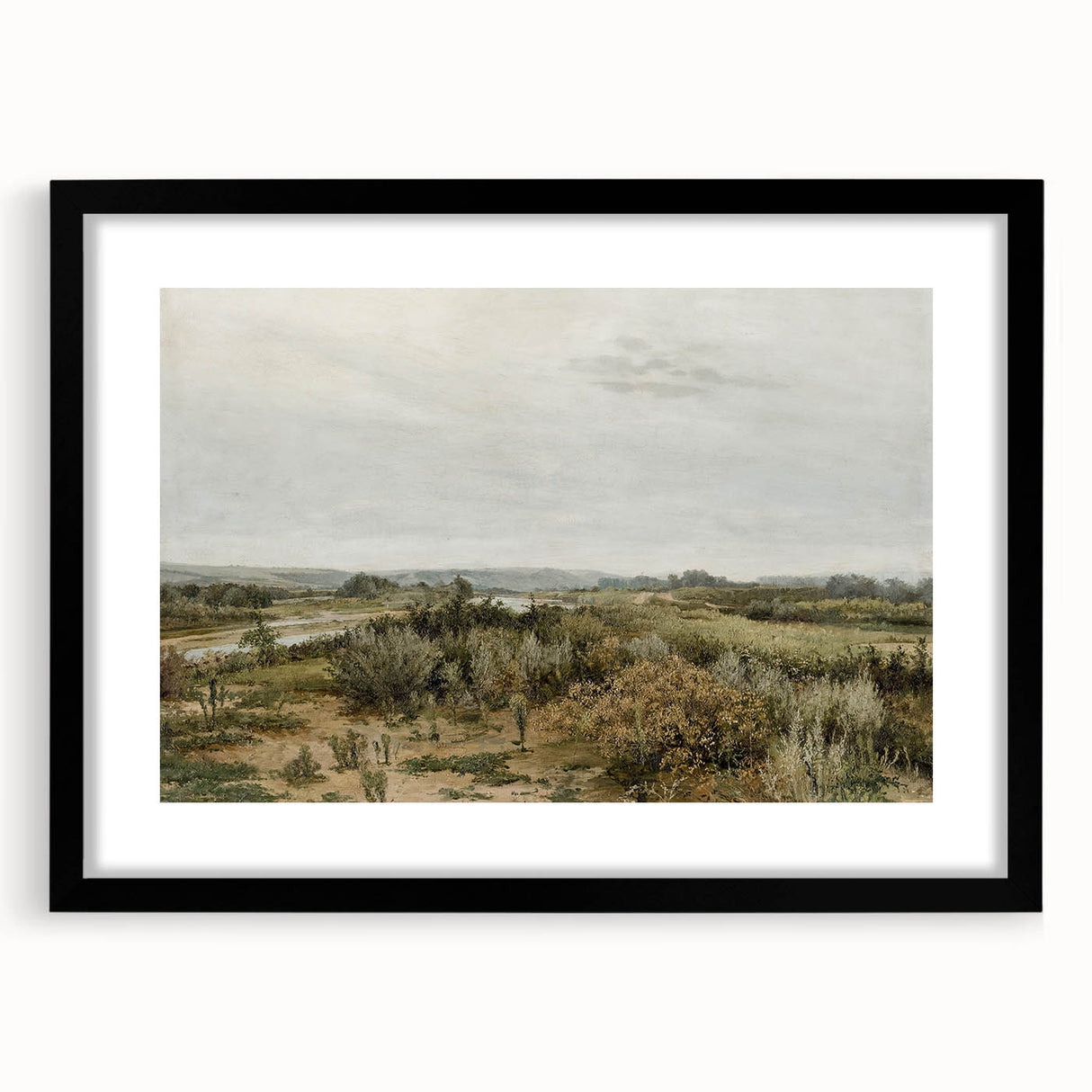 Vintage Landscape Art: Serene Countryside River Print