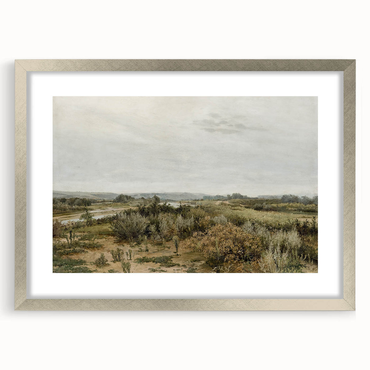 Vintage Landscape Art: Serene Countryside River Print