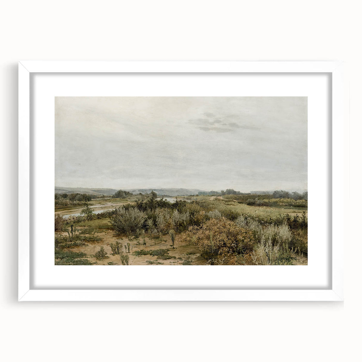 Vintage Landscape Art: Serene Countryside River Print
