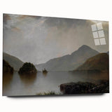 Vintage Landscape Art: Majestic Mountain and Lake Print