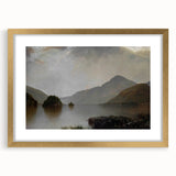 Vintage Landscape Art: Majestic Mountain and Lake Print