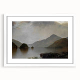 Vintage Landscape Art: Majestic Mountain and Lake Print