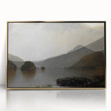 Vintage Landscape Art: Majestic Mountain and Lake Print