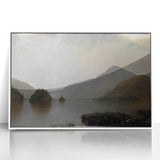 Vintage Landscape Art: Majestic Mountain and Lake Print