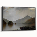 Vintage Landscape Art: Majestic Mountain and Lake Print