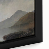 Vintage Landscape Art: Majestic Mountain and Lake Print