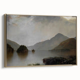 Vintage Landscape Art: Majestic Mountain and Lake Print