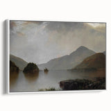 Vintage Landscape Art: Majestic Mountain and Lake Print