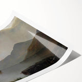 Vintage Landscape Art: Majestic Mountain and Lake Print