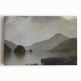 Vintage Landscape Art: Majestic Mountain and Lake Print