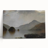 Vintage Landscape Art: Majestic Mountain and Lake Print