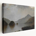 Vintage Landscape Art: Majestic Mountain and Lake Print