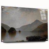 Vintage Landscape Art: Majestic Mountain and Lake Print