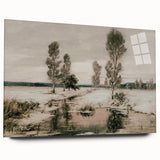 Vintage Landscape Art: Winter Trees and Frozen Stream Print