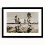 Vintage Landscape Art: Winter Trees and Frozen Stream Print