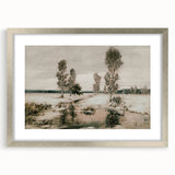 Vintage Landscape Art: Winter Trees and Frozen Stream Print